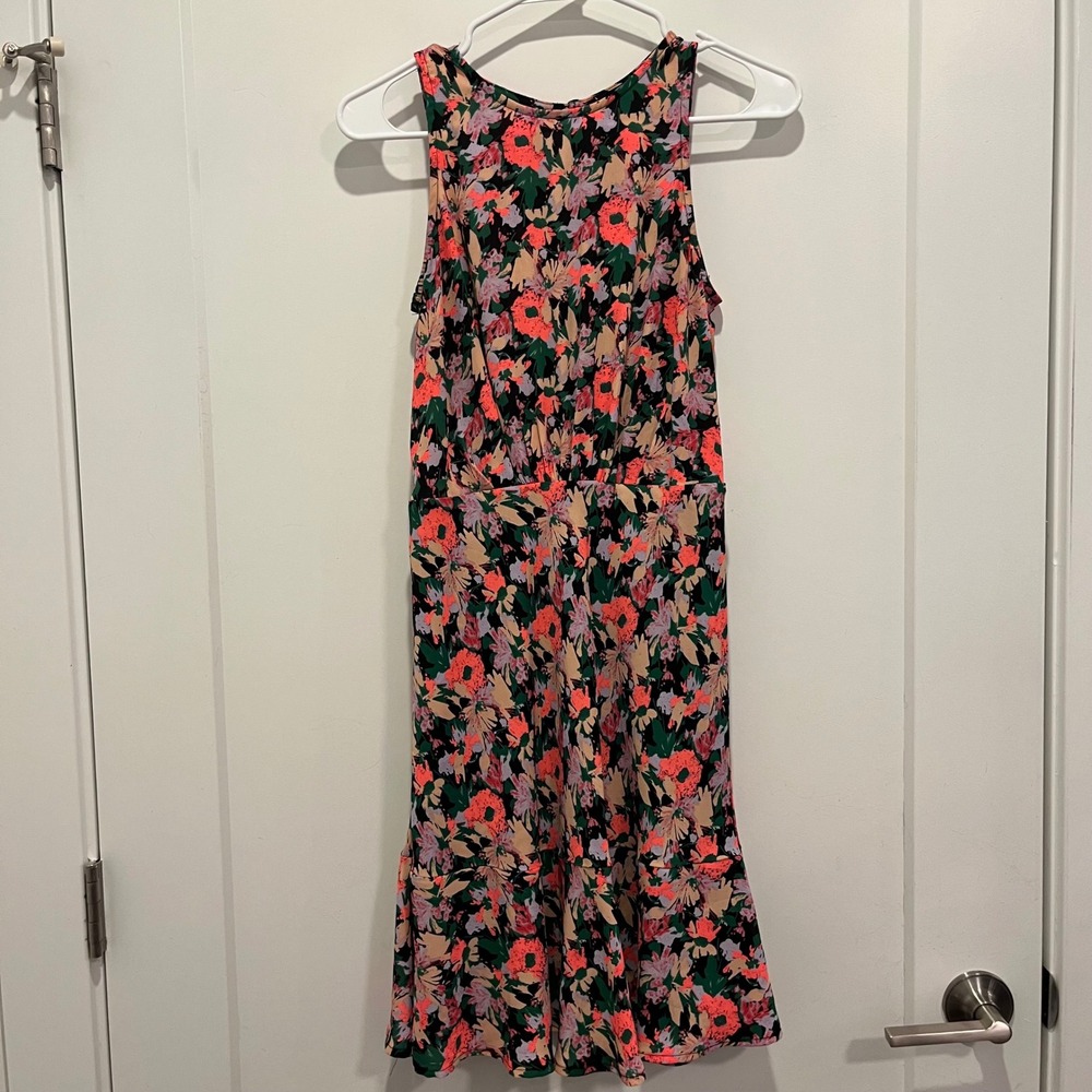 J.Crew Mercantile Floral Sleeveless Mini Dress Multi-Color Ruffle Hem Size 2